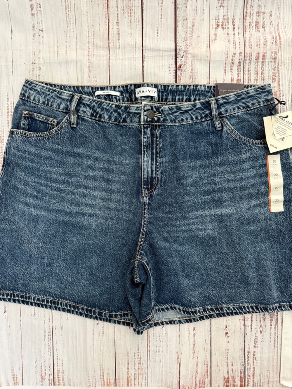 Ava & Viv Blue High-Rise Denim Jean Midi Shorts 20 NWT